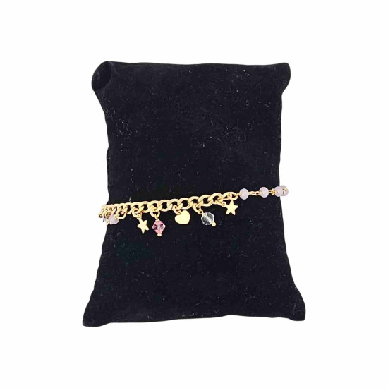 Pulsera Baño de Oro Estrellas, Corazones y Bolitas